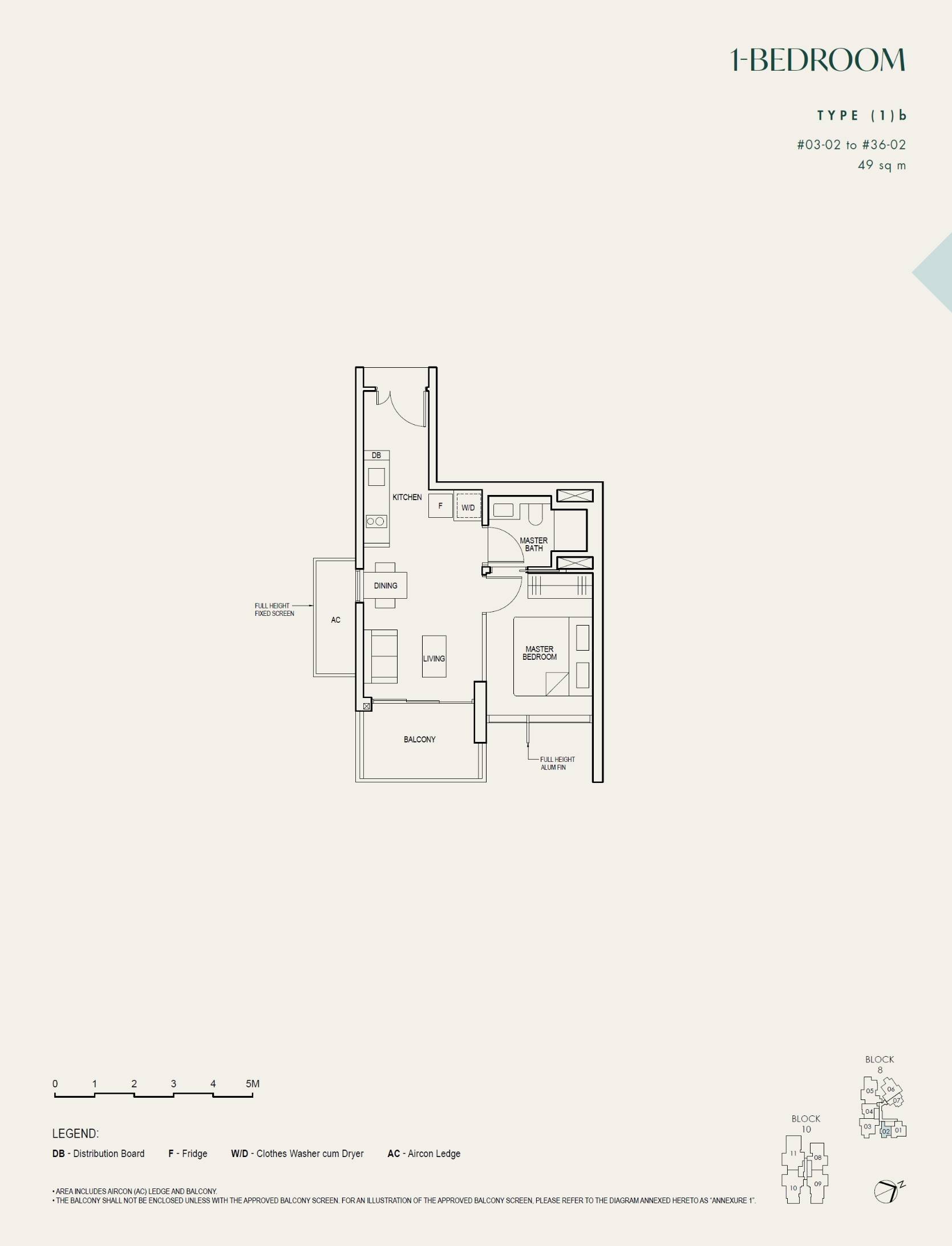 The Avenir 1 Bedroom Floor Plan 2